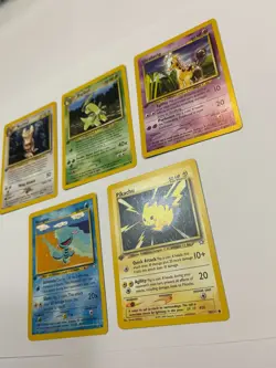 1st Edition Pokemon Neo Genesis Lot Bayleef Pikachu Noctowl Girafarig Wooper - Image 4