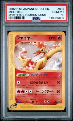 PSA 10 Pokemon 2002 Japanese Mysterious Mountains 1st Ed Moltres Rare #018 - Image 1
