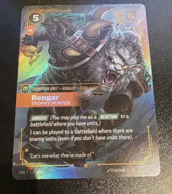 Rengar Trophy Hunter Champion Unit UNL 120/219. Stunning Foil Artwork. Mint - Image 1