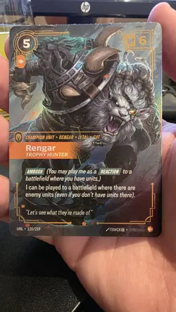 Rengar Trophy Hunter Champion Unit UNL 120/219. Stunning Foil Artwork. Mint - Image 3