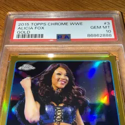 Alicia Fox 2015 Topps Chrome WWE Gold Refractor /50 PSA 10 Gem Mint! Pop 1 - Image 3