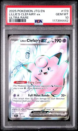 Lillie's Clefairy EX #173 PSA 10 2025 Pokemon Journey Together En Ultra Rare - Image 1