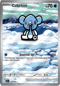 Cubchoo 109/086 Pokemon Black Bolt Illustration Rare NM - Image 1