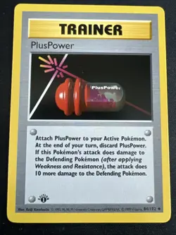 PlusPower 084/102 1st Edition Base Set (Shadowless) Regular LP NM Vintage Card - Image 2