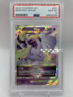 Mewtwo Vstar PSA 10 Gem Mint #31 2022 Pokemon Go Full Art Rare 031/078 - Image 1