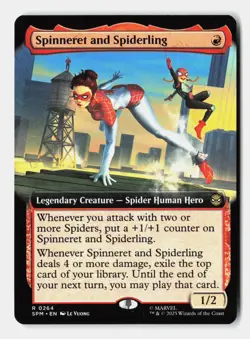 Spinneret and Spiderling (Extended Art) 264 Marvel's Spider-Man MTG NM - Image 1