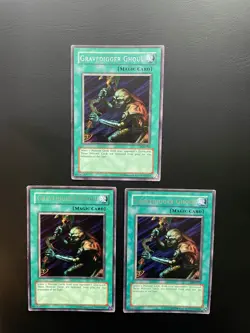 Yugioh Gravedigger Ghoul LOB-065 Unlimited Edition Rare Damaged X3 - Image 1