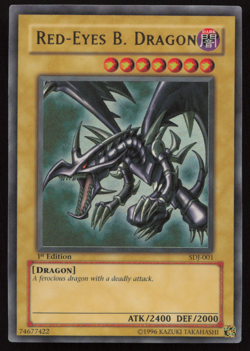 MP Yugioh Red-Eyes Black Dragon SDJ-001 1st Edition Holo Rare Yu-Gi-Oh! - Image 1