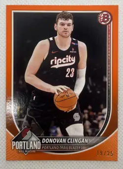 Topps 2025 Bowman Donovan Clingan True Orange Border /25 Trail Blazers SSP NM - Image 1