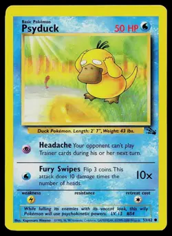 Pokemon Card Fossil Psyduck 53/62 Common 1999-2000 Theme Deck Exclusive - Image 1