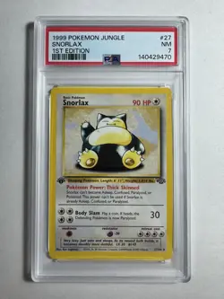 1999 Pokemon Snorlax - 1st Edition Non-Holo Rare Jungle Card 27/64 - PSA 7 - Image 1