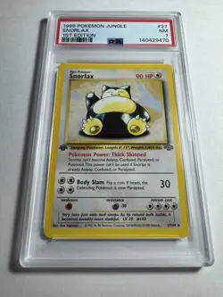 1999 Pokemon Snorlax - 1st Edition Non-Holo Rare Jungle Card 27/64 - PSA 7 - Image 2