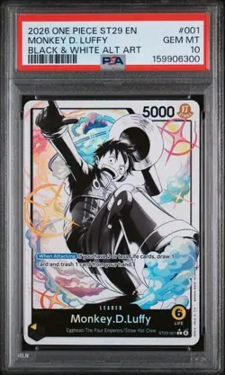 2026 One Piece ST29-EGGHEAD Black & White Alt Art #001 Monkey D. Luffy PSA 10 - Image 1