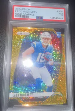 2024 PANINI PRIZM GOLD SPARKLE #365 LADD MCCONKEY ROOKIE RC 18/24 PSA 7 - Image 1