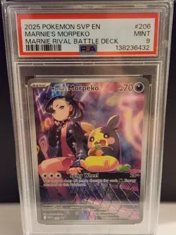 2025 POKEMON SVP EN-SV RIVAL BATTLE DECK PROMO #206 MARNIE'S MORPEKO PSA 9 - Image 1