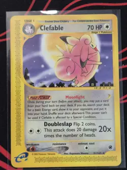 Pokemon Clefable Card 41/165 Non-Holo, Expedition E Series, WOTC Rare - Image 1