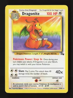 Dragonite 19/62 Rare Fossil Pokemon Unlimited Lightly Played - Image 1