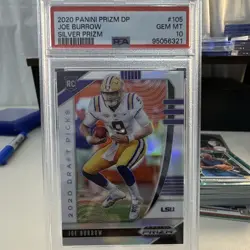 Panini 2020 Prizm Draft Picks Joe Burrow #105 Silver Prizm RC PSA 10 - Image 1