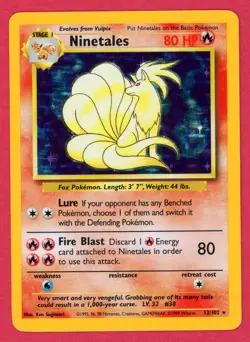 Ninetales 12/102 Base Set Unlimited Holo Holgraphic 1999 TCG Pokemon Card - LP- - Image 1
