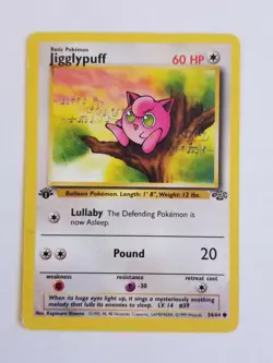 JIGGLYPUFF 54/64 1st Edition Jungle Pokemon Card Light Play - Image 1