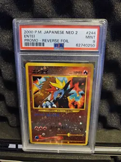 2000 POKEMON JAPANESE NEO 2 PROMO REVERSE FOIL #244 ENTEI PSA 9 - Image 1