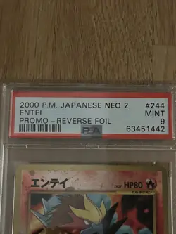 2000 Pokemon Japanese – Entei – Reverse Foil – JPN Neo 2 Promo #244 – PSA 9 - Image 2