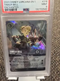 2023 DISNEY LORCANA EN 1-THE FIRST CHAPTER #216 TINKER BELL ENCHANTED PSA 9 - Image 1
