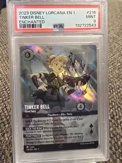 2023 DISNEY LORCANA EN 1-THE FIRST CHAPTER #216 TINKER BELL ENCHANTED PSA 9 - Image 2