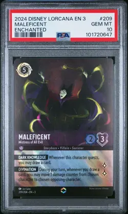 Disney Lorcana Maleficent 209/204 Enchanted PSA 10 - Image 1
