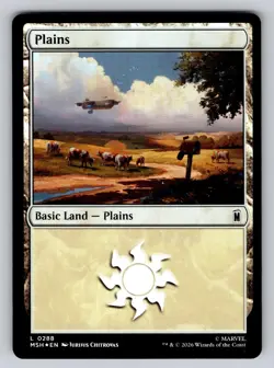 Plains (0288) 288 Land Marvel Super Heroes Magic: The Gathering Foil Near Mint - Image 1