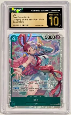 2025 One Piece Uta OP13-023 Carrying on His Will SR CGC 10 Pristine English - Image 1