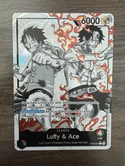 One Piece ST30-001 Luffy & Ace Leader Card Alternate Art Parallel MINT - Image 1