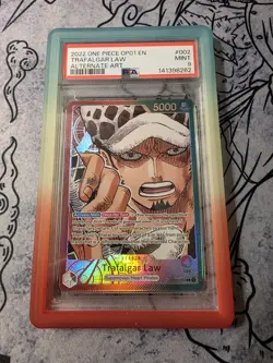 2022 One Piece OP01 EN Alternate Art Pre-Errata Alpha #002 Trafalgar Law PSA 9 - Image 2