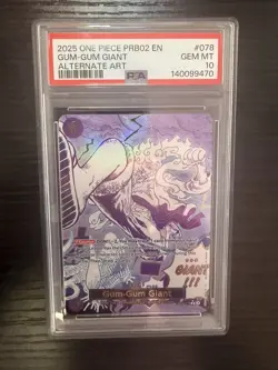 2025 One Piece PRB02 EN #078 GUM GUM GIANT Alternate Art PSA 10 GEM MINT - Image 1