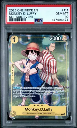 2025 ONE PIECE SET LEARN TOGETHER SAIL EVENT PROMO #111 MONKEY D LUFFY PSA 10 - Image 1