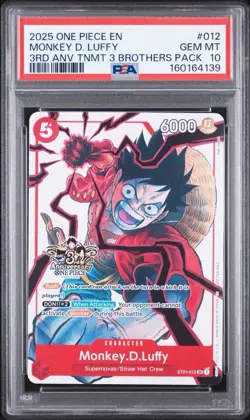 2025 ONE PIECE 3RD ANNIVERSARY TOURNAMENT 3 BROTHERS MONKEY D. LUFFY PSA 10 - Image 1