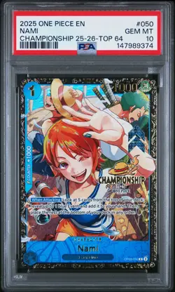 2025 ONE PIECE PROMOS CHAMPIONSHIP 25-26-TOP 64 #050 NAMI PSA 10 - Image 1
