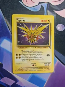 Vintage Zapdos 30/62 - Unlimited Fossil Non Holo Rare WOTC Pokemom Card MP - Image 1