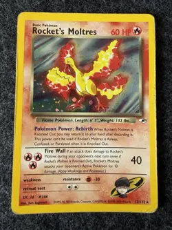 Pokemon TCG Rockets Moltres Holo Rare Card 12/132 - Image 1