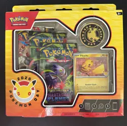 Pokemon TCG Pokemon Day 2026 Collection Box Pikachu Promo Coin 3 Boosters SEALED - Image 1
