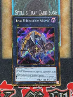 Yugioh Number 31: Embodiment of Punishment PGLD-EN024 Gold Secret Rare 1st Ed LP - Image 1