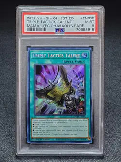 Yugioh MAMA-EN090 Triple Tactics Talent Secret Pharaoh's Rare 1st Edition PSA 9 - Image 1