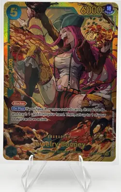 Bandai Jewelry Bonney Secret Rare Foil Blocker Legacy Master OP12-118 6000 Power - Image 1