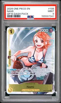 2026 One Piece Nami OP15-108 Dash Pack English Foil PSA 9 - Image 1