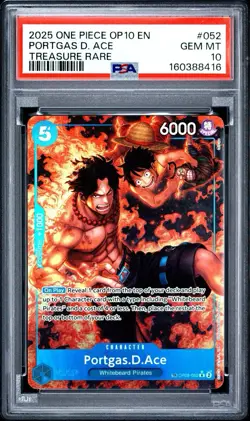 2025 ONE PIECE OP10-ROYAL BLOOD TREASURE RARE #052 PORTGAS D. ACE PSA 10 - Image 1
