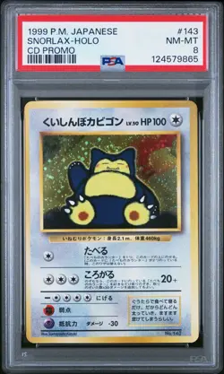 Hungry Snorlax - Pokemon 1999 Holo - CD Promo Japanese 143 - PSA 8 NM-MT Graded - Image 1