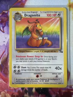 Dragonite Rare Pokemon Card - WOTC Fossil 19/62 LP-MP - Image 1