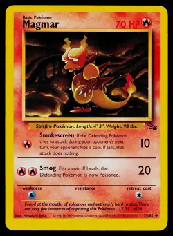 Pokemon Card Fossil Magmar 39/62 Unlimited Uncommon - Image 1