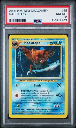 PSA 8 Kabutops Holo 6/75 Neo Discovery 2001 Pokemon Card - Image 1
