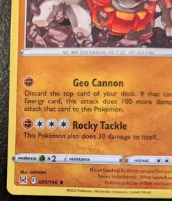 Rhyperior 091/196 Rare Sword & Shield: Lost Origin Pokemon TCG - Image 4
